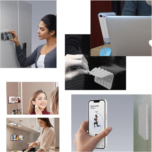 TENOC 28 Silicone Suction Cups Phone Mount Double Sides, Mirror Shower Phone Holder, Hands-Free Phone Stand Sticky Grip for TikTok Selfies & Video...