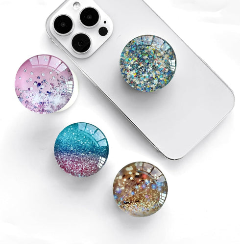 Clear Crystal Glitter Expandible Collapsible Moblile Phone Grip Stand Holder for Smartphones and Tablets Cell Phone Accessory?Blue Gold Glitter?...