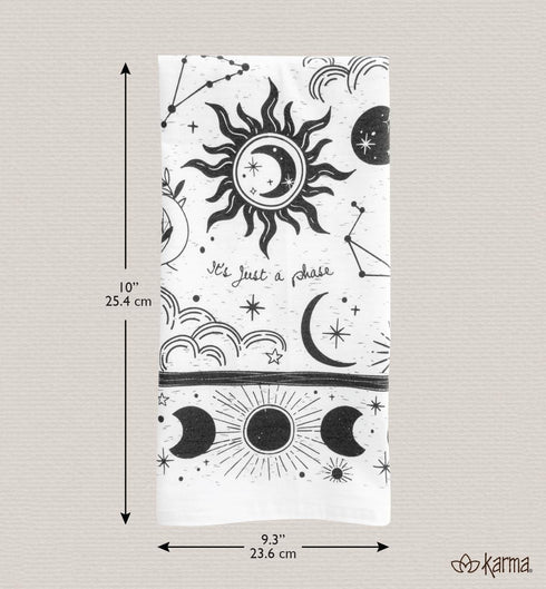 Karma Gifts KA101944 Black And White Boho Tea Towel,Cotton, Octopus 18" x 22"...