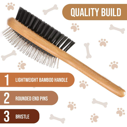 KylePet Dog Brush, Double Sided Pet Slicker Brush with Bamboo Handle for Dogs and Cats Long Hair Pets Grooming Comb for Removing Shedding, Tangles...