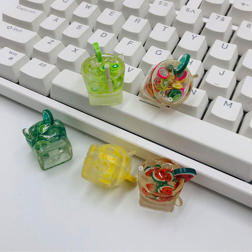 CN GAMING Fruit Drink Watermelon Style Cute Keycap, Artisan Resin Keycap, Esc Key cap for Cherry MX Mechanical Keyboard DIY Backlit Keycaps Replac...