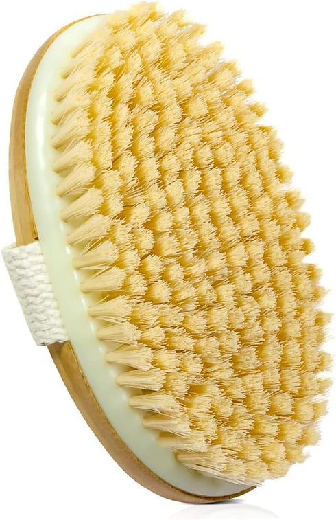 1 Pack Bamboo Dry Body Brushes,Dry Body Scrubber for Dry Skin, Blood Circulation, Cellulite Treatment,Dry Brush Suitable for All Kinds of Skin wit...