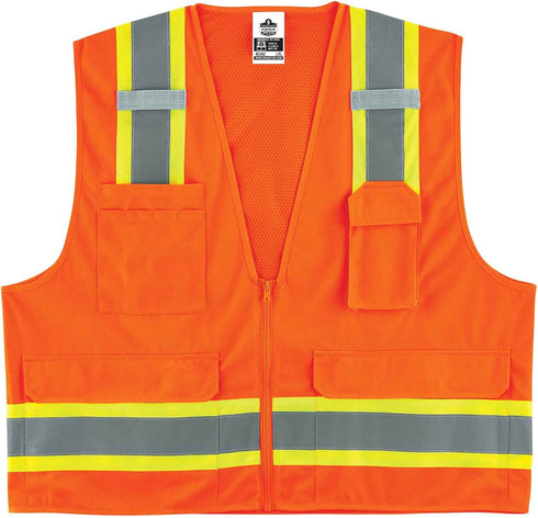 Ergodyne - 24069 GloWear 8248Z ANSI Two-Tone Surveyors Reflective Safety Vest, Orange, 4XL/5XL...
