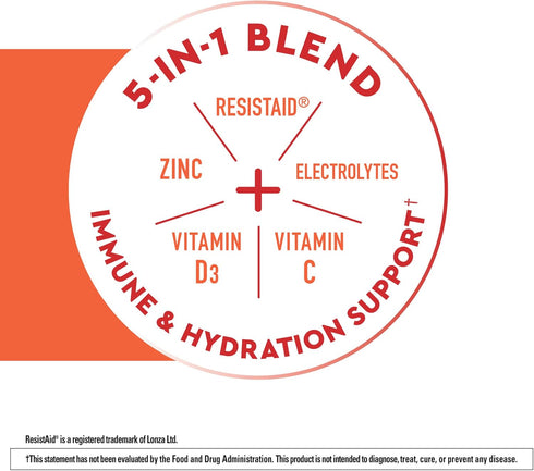Nature Made Wellblends Active Immune Defense Fizzy Drink Mix, ResistAid, Vitamin C 500mg, Vitamin D 1000 IU, Zinc, and Electrolytes Powder, 14 Sti...
