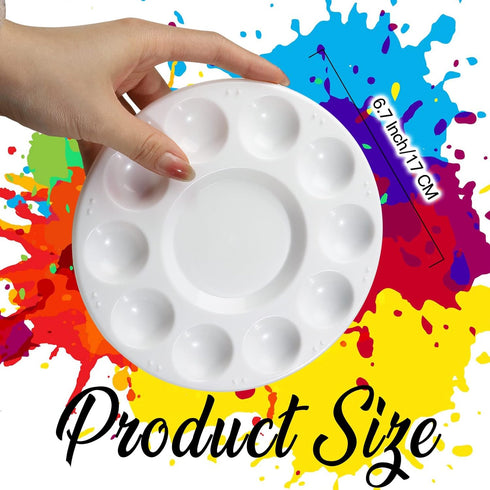 FANDAMEI 20 PCS Round Plastic Paint Tray Palettes, Paint Trays for Kids, Paint Palette Tray, Paint Palettes Paint Pallets with 10 Wells for Adults...