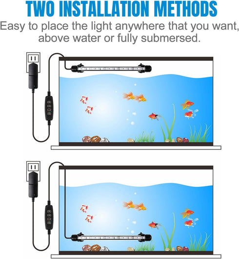 iKefe 11" White & Blue Submersible LED Aquarium Fish Tank Light with Timer/Dimmable Underwater Fish Tank Aquarium LED Lights Fixture for Saltwater...