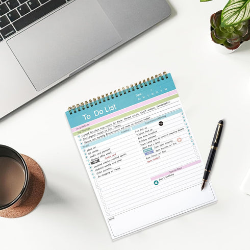 To Do List Notepad, Spiral Bound Undated Daily Planner, 52 Sheets 8.5" X 10.5" Tear Off Task Planning Pad with Checklist, For Work Office Home...