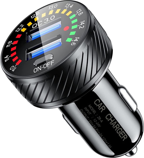 KEWIG Car Charger, 36W Fast Car Charger Adapter, Dual USB Car Charger Fast Charge with Colorful Voltmeter & ON/Off Switch......