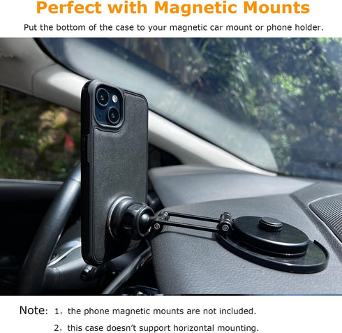 molzar MagBig Series Case for iPhone 14, Built-in Metal Plate for Magnetic Car Mount, Support Wireless Charging, Compatible with iPhone 14, Black....
