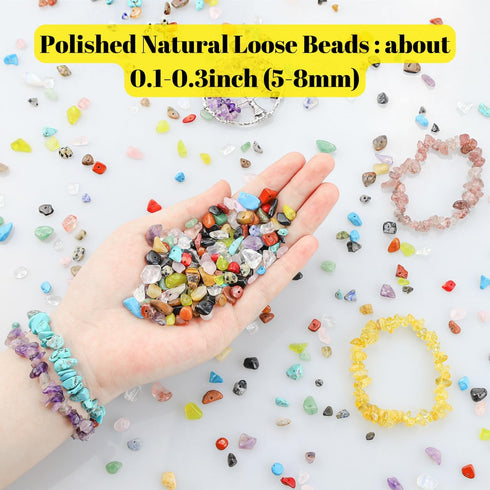 XIANNVXI Fluorite Crystal Beads for Jewelry Making 400 Pcs 5-8mm Stone Beads Loose Rocks Bead Irregular Gemstones Hole Drilled DIY Beads for Brace...