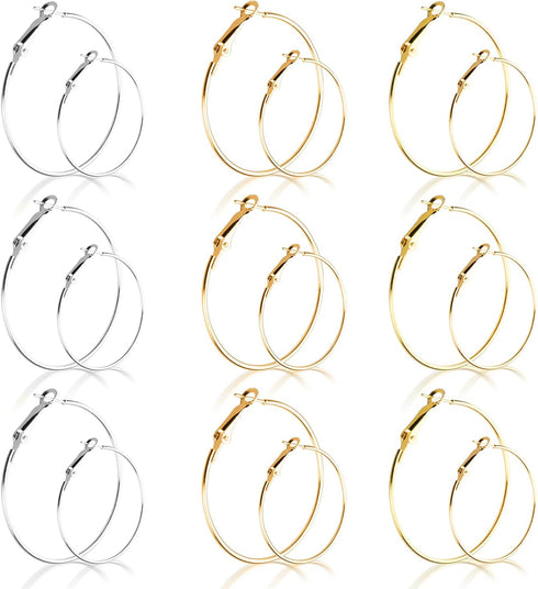 72PCS Earring Hoop Jewelry Making,URSMART Beading Hoop Earrings Finding Open Round Earring Hoops DIY Craft Supplies (30MM/40MM)...