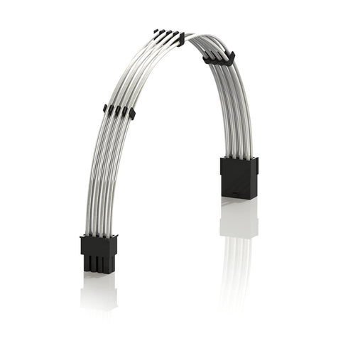 LINKUP - 30cm 8P(6+2) GPU PSU Cable Extension 18AWG Oxygen Free Copper (OFC) Teflon Jacket Custom Mod GPU PC w/Combs | Single Pack | 300mm - Silve...