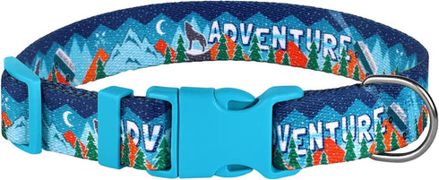 Nature Dog Collar Travel Pattern Adjustable Nylon Pet Collars for Small Medium Large Dogs Puppy Designer Print (Adventure, Neck Fit 12"-16")...