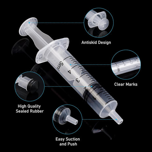 30 Pack 5ml Syringe without Needle for Liquid Measurement Tools Individually Sealed Package for Scientific Labs,Feeding Small Animals,Watering,Dis...