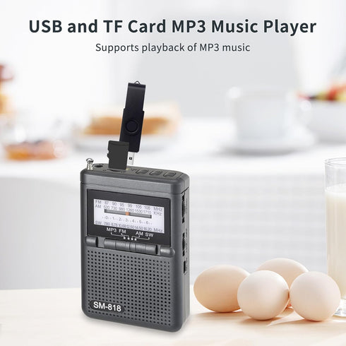 Portable AM FM Radio, Shortwave Transistor Pocket Radio Walkman with Loud Speaker, Headphone Jack, 1200mAh Rechargeable Battery Power, Support TF ...