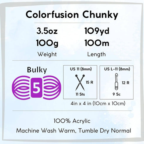 Premier Yarns Colorfusion Chunky Berries & Cream 1174-12 (3-Skeins - Same Dye Lot) Chunky Bulky #5 Acrylic Yarn for Crocheting and Knitting - Bund...