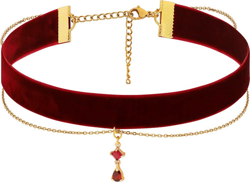 Sacina Gothic Red Choker, Red Choker Necklace for Women, Velvet Choker, Goth Choker, Chokers Gothic, Halloween Necklace, Christmas New Year Jewelr...