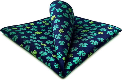SHLAX&WING Clover Mens Pocket Square for Wedding Party Blue Green Handkerchief...