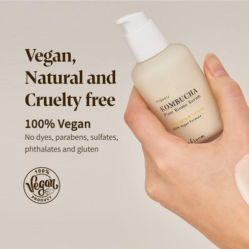 Herbloom Organic Kombucha Biome Serum - Deep Moisturizing and Hydrating Serum, Ceramide and Triple Hyaluronic Acid, Non Sticky, Korean Essence, Ve...