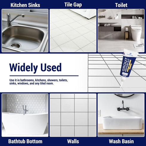 Grout Repair Kit - 180g Tile Grout Paint Filler Tube & Caulk Tool, Grout Filler for Bathroom, Kitchen Porcelain Floors, Repair, Renew & Fill Tile ...