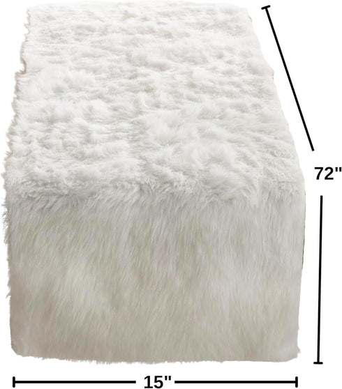 Faux Fur Design Table Runner, 15"x72", White...