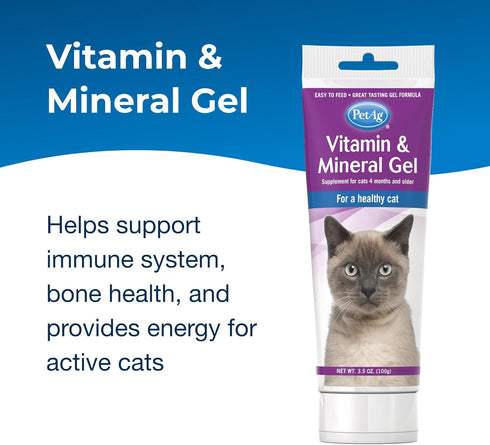 Pet-Ag Vitamin & Mineral Gel Supplement for Cats - 3.5 oz - Provides Basic Daily Vitamins & Minerals for Cats 4 Months and Older - Easy to Digest...
