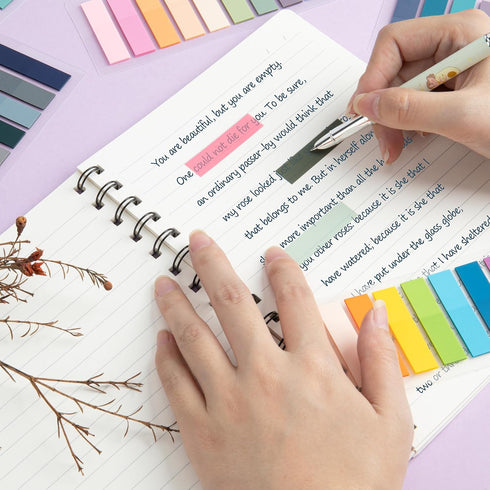 Sticky Tabs 1200 Pieces Book Tabs, Transparent Book Markers, Writable and Repositionable Page Makers, Morandi Index Tabs for Annotating Books, Pag...
