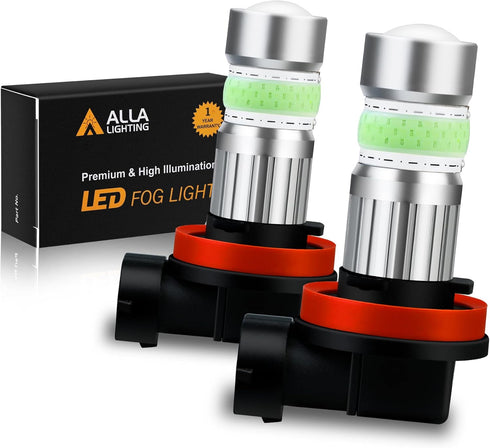 Alla Lighting H8 H16 H11 LED Fog Lights Bulbs, 8000K Ice Blue 2800 Lumens Xtreme Super Bright COB-72 SMD 12V DRL Replacement...