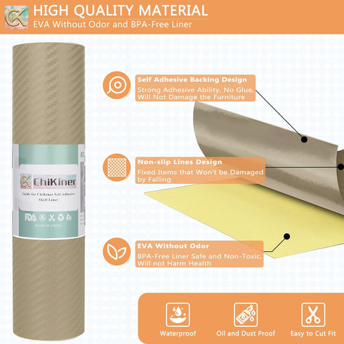 Self-Adhesive Shelf Liner Kitchen Liner, Waterproof Backed Paper Easy Peel and Stick Contact Liner without Residue for Decor Your Desk Surface, Ki...