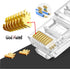 RJ45 Cat6 Cat5e Pass Through Connectors 100 Packs Gold Plated 3 Prong 8P8C Modular Ethernet UTP Network Cable Plug for Unshielded Twisted Pair Sol...