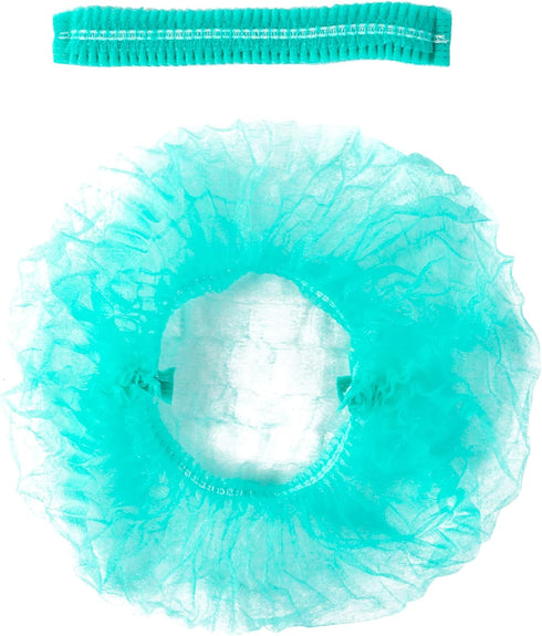 ProtectX 100-Pack Green Disposable Hair Nets, Elastic Head Cover, Bouffant Caps, Sanitation Head Cover for Food Service, Spa Men & Women - 21 inch...