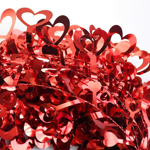 Ochine Tinsel Heart Wreaths Garland Valentines Day Red Heart Shaped Wreaths Decor Valentine Hanging Door Wall Wreath Wedding Wreaths for Valentine...