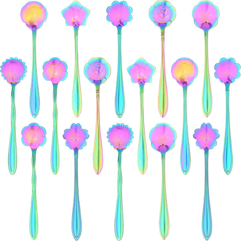 40 Pieces Flower Tea Spoons Stainless Steel Sugar Spoons Flower Coffee Spoons Small Dessert Spoons Cute Cafe Bar Spoon Mini Tableware for Tea Part...