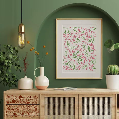 Large Flower Stencils for Painting on Wood Wall Reusable 16.5inch Floral Leaf Stencils for Crafts Canvas Furniture Wall Drawing Card Making Patter...