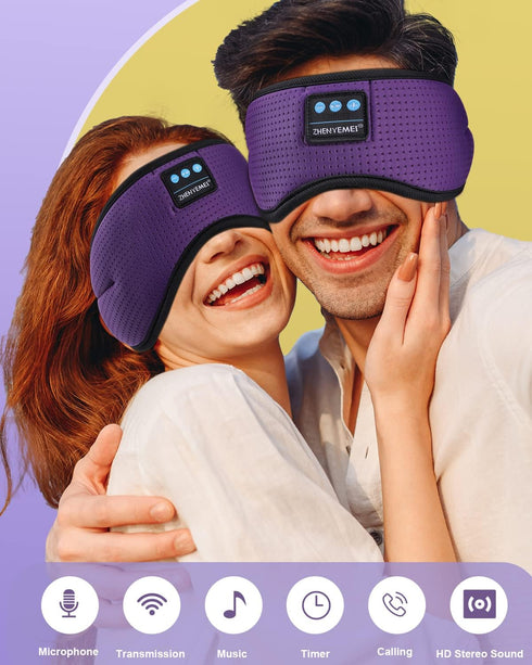 Sleep Headphones White Noise Bluetooth Sleep Mask 3D Music Sleeping Eye Mask Sleeping Headphones for Side Sleepers Sleep Mask with Bluetooth Headp...