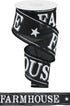 Farmhouse Wired Ribbon, Black and White Script - 2.5 Inches x 10 Yards...