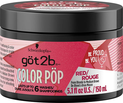 Got2B Color Pop Semi-Permanent Hair Color Mask, Red, 5.1 oz...