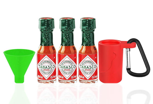 Mini Tabasco Hot Sauce Keychain - Includes 3 Mini Hot Sauce Bottles (.35oz) With Travel Hot Sauce Key Chain - Red Tabasco Hot Sauce - Tabasco To G...