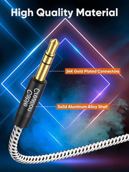CableCreation 3.5mm Cable(6FT/1.8M) 3.5mm Audio Cable Male to Male, 1/8 Auxiliary Stereo Aux Cord Compatible with Headphones,Car,Speaker,iPods, iP...