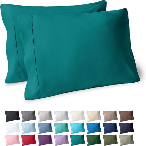 Bare Home Microfiber Pillow Cases - King Size Set of 2 - Cooling Pillowcases - Double Brushed - Emerald Pillowcases 2 Pack - Easy Care (King Pillo...
