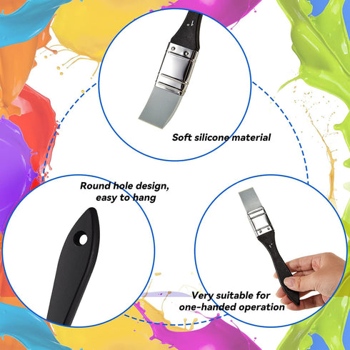 Silicone Color Shaper Brush Wide Firm Flat Silicone Paint Brush Solid Flat Flexible Acrylic and Water Based Painting Tool for Paint Stains (1 Inch...