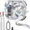 Case for AirPods Pro & Pro 2 Case Cover Secure Lock Automatic Snap Switch Clip Cleaner Kit Lanyard Women Stylish Leaf Full Body Hard Shell Front L...