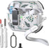 Case for AirPods Pro & Pro 2 Case Cover Secure Lock Automatic Snap Switch Clip Cleaner Kit Lanyard Women Stylish Leaf Full Body Hard Shell Front L...