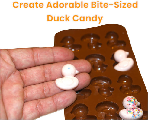 2-Pack 3D Bite-Sized Duck Chocolate Chip Silicone Baking Mold (15-Cavity) 100% Food-Garde, BPA-Free Candy Fondant, Dishwasher Safe, Oven Safe Cand...