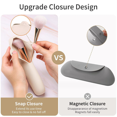Makeup Brush Holder,Silicone Makeup Brush Organizer with Clasp Closure,Portable Makeup Tools Organizer,Multi-Function Cosmetic Brush Case for Vani...
