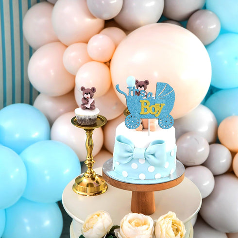 Blue Glitter It's a Boy Cake Topper for Baby Shower, Baby Boy 1st 2nd 3rd Birthday Party Sign, Wild one Decor, Gender Reveal Party Decoration Supp...