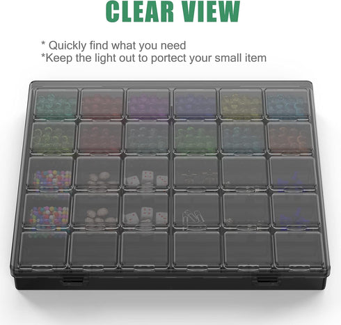 30 Packs Plastic Stackable Organizer Container with Lids, Mini Containers for Beads, Glitter, Slime, Paint or Seed Storage - Black (Black)...