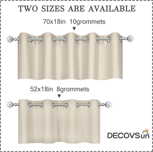 DECOVSUN Light Beige Grommet Valance for Kitchen Blackout Curtain Cream Ivory Valance for Living Room Short Straight Drape for Bedroom Kids Room 7...