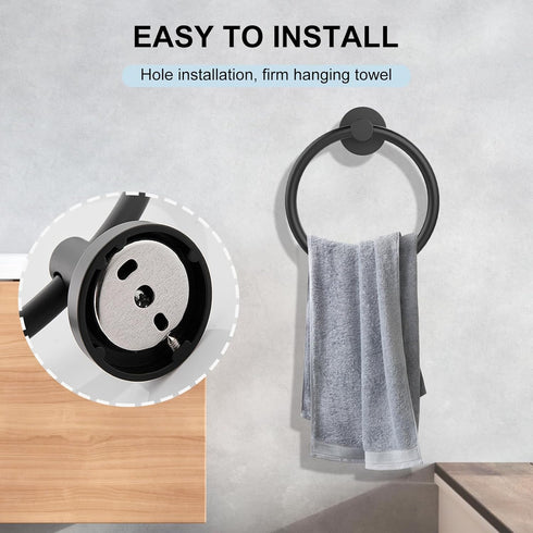 SetSail Bathroom Hardware Set, Matte Black 304 Stainless Steel Bathroom Accessories Set Includes Towel Holder and Toilet Paper Holder, Drill Hole...
