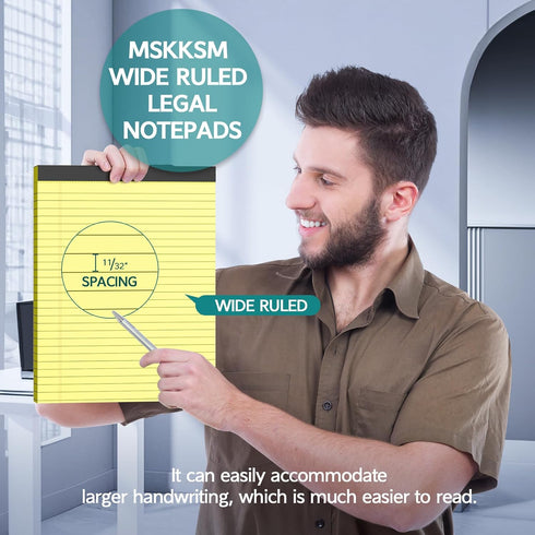 Legal Pads 8.5 x 11, 3 Pack Yellow Note Pads 8.5 x 11 Writing Pads, Wide Ruled Legal Notepads, Lined Pads of Paper Yellow Paper Pads, 30 Sheets Pe...